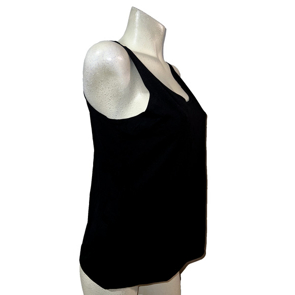 Chico's Top Size L (2) Black Stretch Wide Strap Basic Scoop Neck Popover Tank - Picture 3 of 6